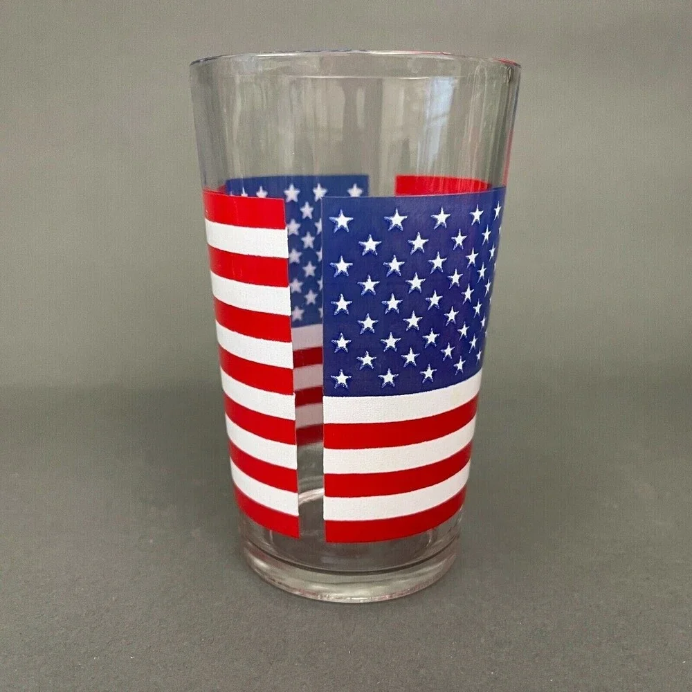 Vintage United States Flag Glass Red White Blue Multicolor 4‎ 7/8